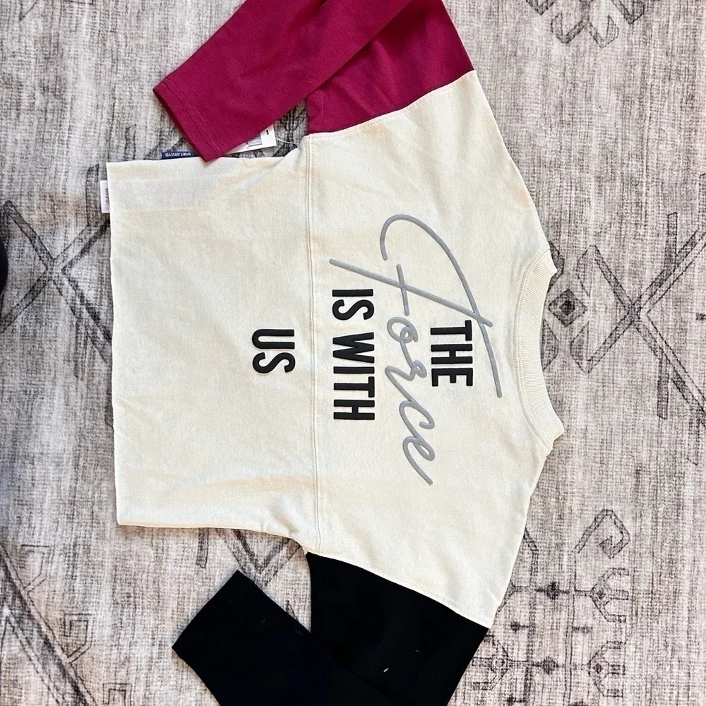 Disney Star Wars Spirit Jersey Cropped Girls Small 5/6 Leia Rey Ahsoka NWT
